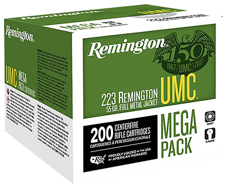 [047700398105] Remington Ammunition 23683 UMC Mega Pack 223Rem 55gr Full Metal Jacket 200 Per Box/4 Case