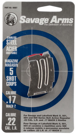 [062654900075] Savage Arms 90007 MKII  5rd 22 LR/17 Mach 2 Stainless Steel