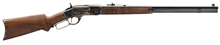 [048702006128] Winchester Guns 534228140 Model 1873 Sporter 44-40 Win 14+1 Cap 24" Octagon Barrel Color Case Hardened Rec Satin Oiled Walnut Fixed Pistol Grip Stock Right Hand (Full Size)