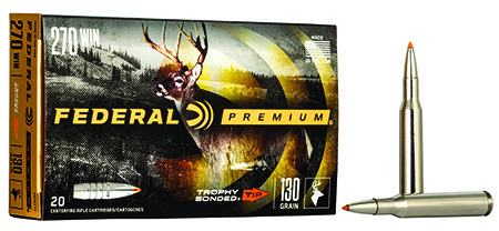 [029465099589] Federal P270TT1 Premium  270Win 130gr Trophy Bonded Tip 20 Per Box/10 Case
