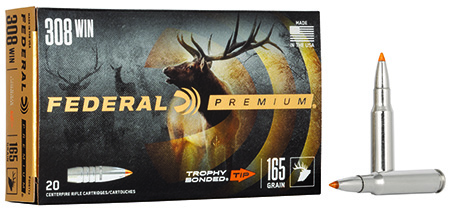 [029465099572] Federal P308TT2 Premium  308Win 165gr Trophy Bonded Tip 20 Per Box/10 Case