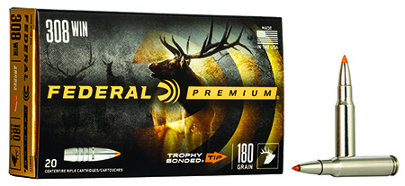[029465099510] Federal P308TT1 Premium  308Win 180gr Trophy Bonded Tip 20 Per Box/10 Case