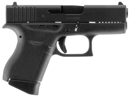[764503913358] Glock UI4350201 G43  Sub-Compact Frame 9mm Luger 6+1 3.41" Black Steel Barrel, Matte Black Serrated Steel Slide, Black Polymer Frame, Textured Polymer Grip, Right Hand