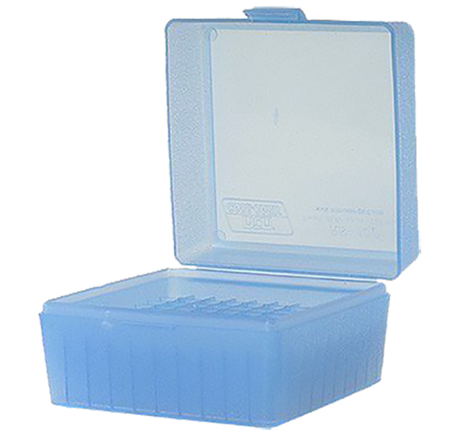 [026057215242] MTM Case-Gard RS10024 Ammo Box Flip-Top Multi Caliber Clear Blue Polypropylene 100rd