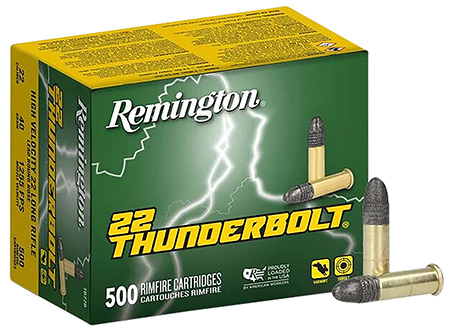 [047700481906] Remington Ammunition 21241 Thunderbolt Bulk 22LR 40gr Round Nose 500 Per Box/10 Case