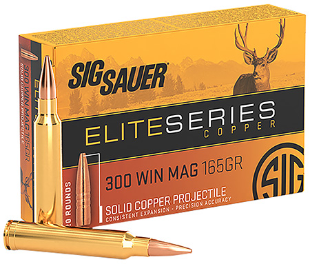 [798681576760] Sig Sauer E3WMH120 Elite Copper Hunting  300WinMag 165gr Copper Solid 20 Per Box/10 Case