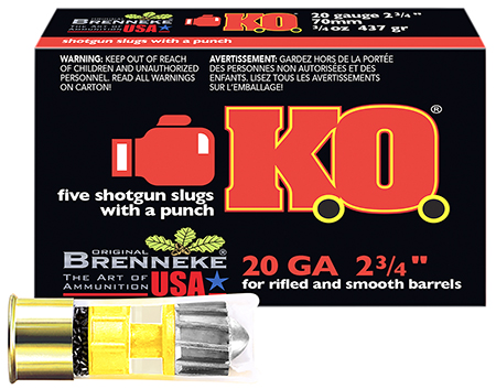 [4030128200989] Brenneke SL202KO K.O.  20Gauge 2.75" 3/4oz Slug Shot 5 Per Box/50 Case
