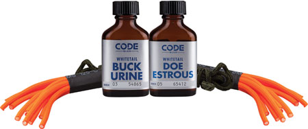 [707114010825] Code Blue OA1074 Double Drag Combo  Deer Attractant Doe In Estrus/Buck Urine 1 oz Bottles