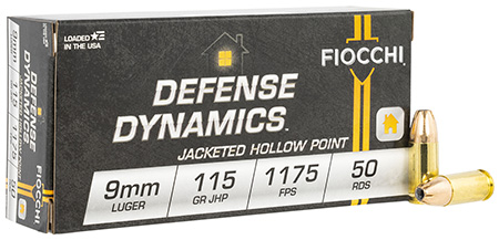 [762344701103] Fiocchi 9APHP Defense Dynamics  9mmLuger 115gr Jacketed Hollow Point 50 Per Box/20 Case
