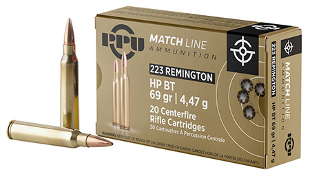 [8605003812104] PPU PPM2231 Match  223Rem 69gr Hollow Point Boat Tail 20 Per Box/50 Case