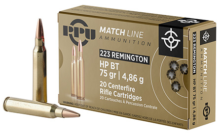 [8605003812111] PPU PPM2232 Match  223Rem 75gr Hollow Point Boat Tail 20 Per Box/50 Case