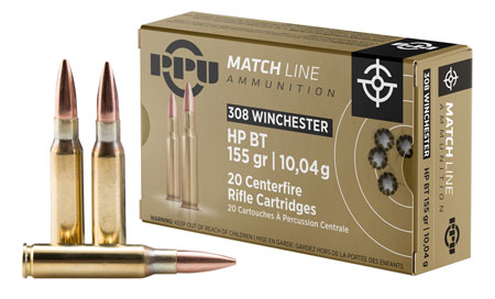[8605003812128] PPU PPM3081 Match  308Win 155gr Hollow Point Boat Tail 20 Per Box/10 Case