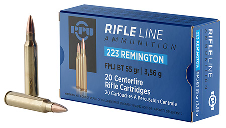 [8605003817055] PPU PP223F1 Standard Rifle  223Rem 55gr Full Metal Jacket Boat Tail 20 Per Box/50 Case