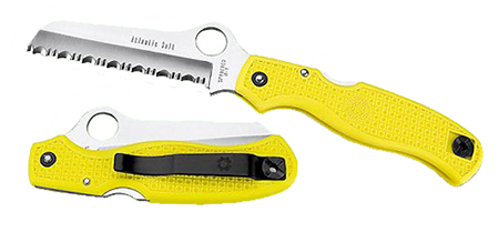 [716104006908] Spyderco C89SYL Atlantic Salt  3.69" Folding Sheepsfoot Serrated H2 Steel Blade, Yellow FRN Handle, Includes Pocket Clip