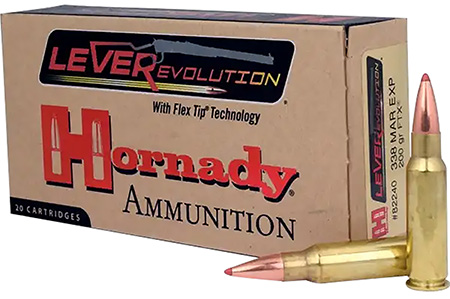 [090255822403] Hornady 82240 LEVERevolution  338MarlinExpress 200gr Flex Tip eXpanding 20 Per Box/10 Case