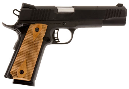 [682146280074] Citadel CIT45FSP M1911 Government Full Size Frame 45 ACP 8+1 5" Stainless Steel Barrel, Black Serrated Steel Slide, Black Cerakote Steel Frame w/Beavertail, Wood Grip, Ambidextrous