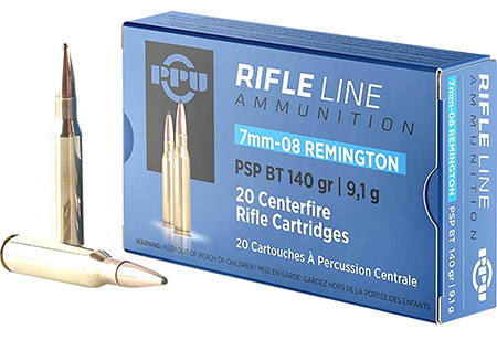 [8605003812760] PPU PP708 Metric Rifle  7mm-08Rem 140gr Pointed Soft Point Boat Tail 20 Per Box/10 Case