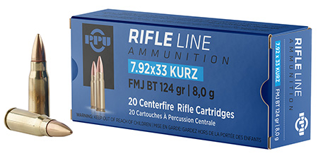 [8605003812906] PPU PP7K Metric Rifle  7.9x33mmKurz 124gr Full Metal Jacket Boat Tail 20 Per Box/25 Case