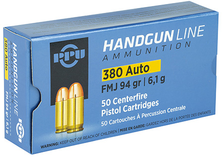 [8605003813040] PPU PPH380AF Handgun  380ACP 94gr Full Metal Jacket 50 Per Box/20 Case