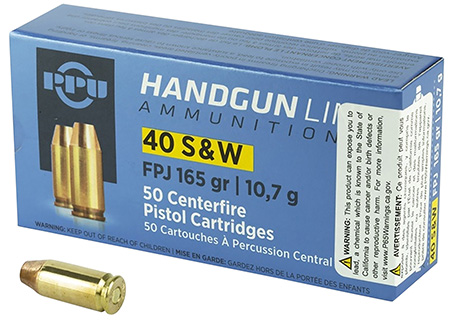 [8605003813149] PPU PPH40F Handgun  40S&W 165gr Flat Point Jacketed 50 Per Box/10 Case