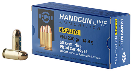 [8605003813170] PPU PPH45F Handgun  45ACP 230gr Full Metal Jacket 50 Per Box/10 Case