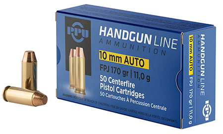 [8605003813330] PPU PPH10F Handgun  10mmAuto 170gr Flat Point Jacketed 50 Per Box/10 Case