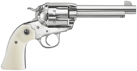 [736676051304] Ruger 5130 Vaquero  357 Mag/38 Special 6rd 5.50" High Gloss Barrel, Cylinder  &  Frame, Simulated Ivory Grip, Transfer Bar Safety, Bisley Style Hammer
