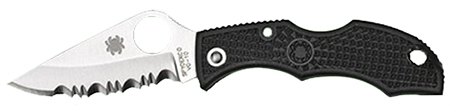 [716104004546] Spyderco LBKS3 Ladybug 3  1.94" Folding Modified Clip Point Serrated VG-10 SS Blade Black FRN Handle