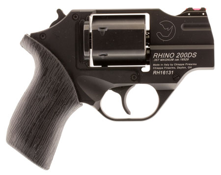 [8053670712119] Chiappa Firearms CF340216 Rhino 200DS Small Frame 357 Mag 6 Shot, 2" Black Anodized Steel Barrel, Blued Steel Cylinder, Black Anodized Aluminum Frame, Black Rubber Grip, Concealed Hammer