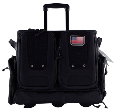 [819763012171] GPS Bags T2112ROBB Rolling Tactical Black 1000D Nylon Teflon Coating with Foam Cradle Holds 6 Handguns, Storage Pockets Holds 4 Additional Guns, Telescoping Handle  &  ATV Wheels