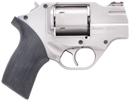[8053670712133] Chiappa Firearms CF340218 Rhino 200DS Small Frame 357 Mag 6 Shot 2" Nickel-Plated Steel Barrel  &  Cylinder, Nickel-Plated Aluminum Frame, Black Rubber Grip, Concealed Hammer