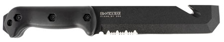 [617717200038] Ka-Bar BK3 Becker Tac Tool 7" Fixed Chisel w/Wire Cutter Part Serrated Black 1095 Cro-Van Blade, Black Ultramid Handle, Includes Sheath