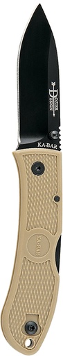 [617717140624] Ka-Bar 4062CB Dozier Hunter 3" Folding Drop Point Plain Black AUS-8A SS Blade, Coyote Brown Zytel Handle, Includes Pocket Clip