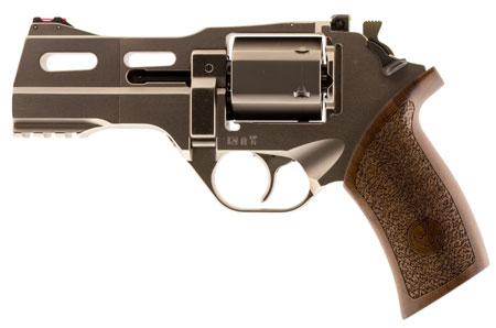 [8053670712171] Chiappa Firearms 340222 Rhino 40DS Small Frame 357 Mag 6 Shot, 4" Nickel-Plated Steel Vent Rib Barrel  &  Cylinder, Nickel-Plated Aluminum Frame, Walnut Grip, Concealed Hammer