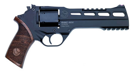 [8053670714182] Chiappa Firearms CF340248 Rhino 60SAR *CA Compliant 357 Mag 6 Shot 6" Black Anodized  Steel Barrel, Blued Steel Cylinder, Black Anodized Aluminum Frame  &  Barrel Shroud, Picatinny Rails, Walnut Grip