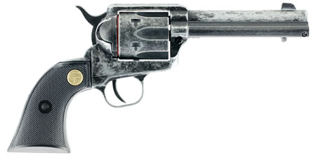 [8053670712409] Chiappa Firearms 340089 SAA 1873  Medium Frame 22 LR 6 Shot, 4.75" Antiqued Steel Barrel, Antiqued Steel Frame, Antique Cylinder, Black Plastic Grip, Exposed Hammer