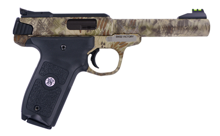 [022188867886] Smith  &  Wesson 10297 SW22 Victory Full Size Frame 22 LR 10+1 5.50" Kryptek Highlander Match Grade Steel Barrel  &  Frame, Black Textured Grip, Thumb Safety
