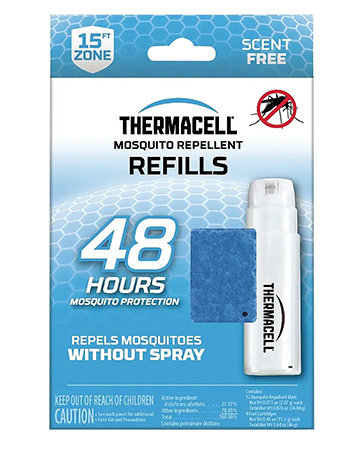 [181752000224] Thermacell R4 Repellent Refill  Effective 15 ft Odorless Scent Mat/Fuel Cartridges Repels Mosquito Effective Up to 48 hrs 4 Fuel Cartridges/12 Mats