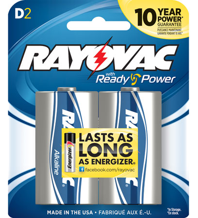 [012800183173] Rayovac 8132F D HIGH ENERGY Alkaline Batteries  Silver/Blue 1.5 Volts 12,000 mAh (2) Single Pack