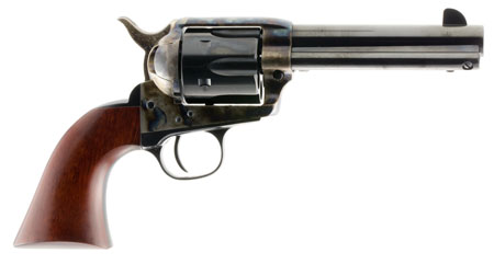 [839665001028] Taylors  &  Company 550887 1873 Cattleman SAO 45 Colt (LC) Caliber with 4.75" Blued Finish Barrel, 6rd Capacity Black Finish Cylinder, Color Case Hardened Finish Steel Frame  &  Walnut Grip