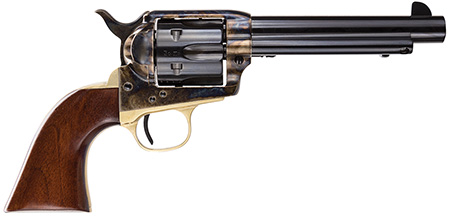 [839665001851] Taylors  &  Company 550847 Ranch Hand Uberti 45 Colt (Long Colt) 6 Shot 5.50" Blued Round Barrel, Cylinder, Color Case Hardened Steel Frame, Walnut Navy Style Grip, Exposed Hammer