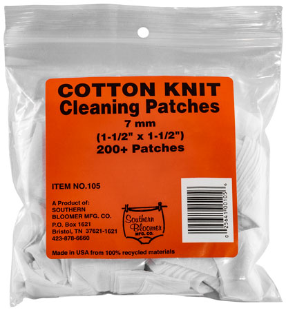 [025641001056] Southern Bloomer 105 Cleaning Patches  7mm Cotton 200 Per Pack