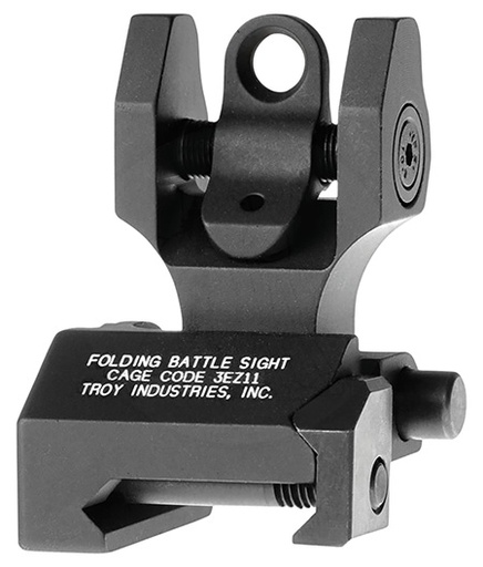 [812699010709] Troy Ind SSIGFBSROBT00 Rear Folding BattleSight Round  Black Hardcoat Anodized for AR-15