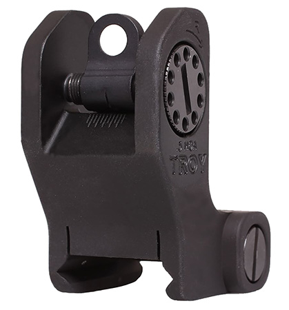 [812699011010] Troy Ind SSIGFRSROBT00 Rear Fixed BattleSight Round  Black Hardcoat Anodized for AR-15/AR-10