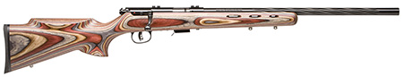 [062654967702] Savage Arms 96770 93R17 BRJ Full Size 17 HMR 5+1 21" Matte Black Spiral Fluted Barrel, Matte Black Drilled  &  Tapped Carbon Steel Receiver, Royal Jacaranda Monte Carlo Laminate Stock, Right Hand