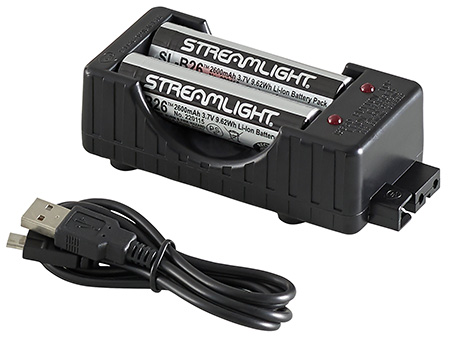 [080926220102] Streamlight 22010 18650  Battery Charger w/Batteries Black 18650 Li-ion Rechargeable Battery