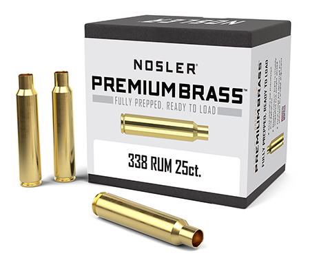 [054041119122] Nosler 11912 Premium Brass Unprimed Cases 338RUM Brass 25Count