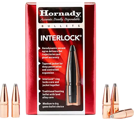 [090255230901] Hornady 3090 InterLock  30 Cal .308 220 gr Round Nose 100 Per Box/ 15 Case