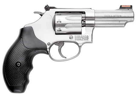 [022188626346] Smith  &  Wesson 162634 Model 63  22 LR 8 Shot 3" Stainless Steel Barrel, Satin Stainless Steel J-Frame, Hi-Viz Fiber Optic Red Front/Adjustable Rear Sight