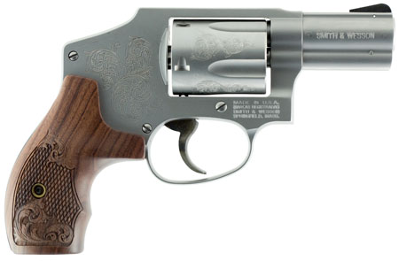 [022188142228] Smith  &  Wesson 150784 Model 640 *CA Compliant 357 Mag  2.13" Stainless Engraved Barrel , 5rd Stainless Engraved Cylinder, Matte Silver Stainless Steel Engraved J Frame , Wood Engraved Grip